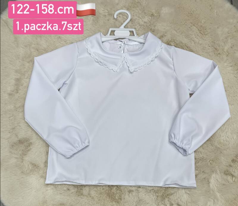 Bluzki dziewczęce Roz 122-158, 1 kolor Paczka 7 szt